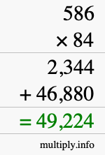 How to calculate 586 times 84 using long multiplication