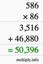 How to calculate 586 times 86 using long multiplication