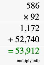 How to calculate 586 times 92 using long multiplication How to calculate 586 times 92 using long multiplication