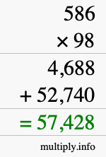 How to calculate 586 times 98 using long multiplication