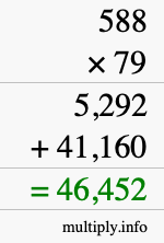 How to calculate 588 times 79 using long multiplication