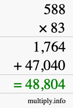 How to calculate 588 times 83 using long multiplication