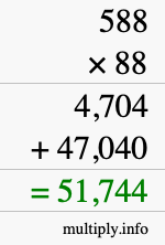 How to calculate 588 times 88 using long multiplication