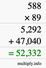 How to calculate 588 times 89 using long multiplication