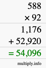 How to calculate 588 times 92 using long multiplication How to calculate 588 times 92 using long multiplication