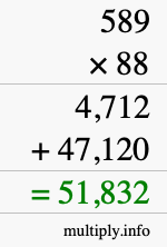 How to calculate 589 times 88 using long multiplication