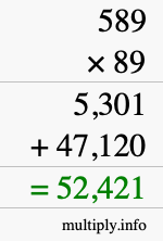 How to calculate 589 times 89 using long multiplication