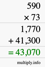 How to calculate 590 times 73 using long multiplication