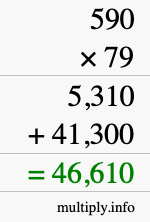 How to calculate 590 times 79 using long multiplication