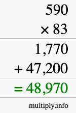 How to calculate 590 times 83 using long multiplication