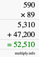 How to calculate 590 times 89 using long multiplication