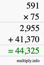 How to calculate 591 times 75 using long multiplication How to calculate 591 times 75 using long multiplication