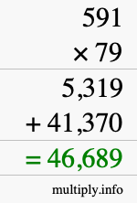 How to calculate 591 times 79 using long multiplication