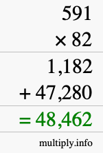 How to calculate 591 times 82 using long multiplication
