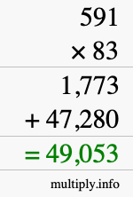 How to calculate 591 times 83 using long multiplication