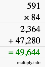 How to calculate 591 times 84 using long multiplication