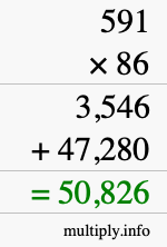 How to calculate 591 times 86 using long multiplication