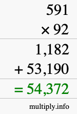 How to calculate 591 times 92 using long multiplication How to calculate 591 times 92 using long multiplication