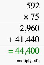 How to calculate 592 times 75 using long multiplication How to calculate 592 times 75 using long multiplication