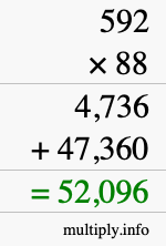 How to calculate 592 times 88 using long multiplication