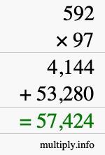 How to calculate 592 times 97 using long multiplication How to calculate 592 times 97 using long multiplication