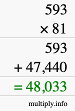 How to calculate 593 times 81 using long multiplication