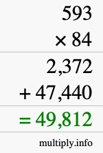 How to calculate 593 times 84 using long multiplication