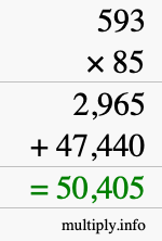 How to calculate 593 times 85 using long multiplication How to calculate 593 times 85 using long multiplication