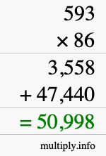 How to calculate 593 times 86 using long multiplication