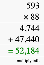 How to calculate 593 times 88 using long multiplication