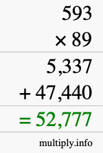 How to calculate 593 times 89 using long multiplication
