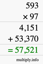 How to calculate 593 times 97 using long multiplication How to calculate 593 times 97 using long multiplication