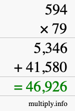 How to calculate 594 times 79 using long multiplication
