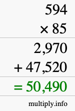 How to calculate 594 times 85 using long multiplication How to calculate 594 times 85 using long multiplication