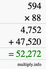 How to calculate 594 times 88 using long multiplication