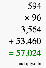 How to calculate 594 times 96 using long multiplication How to calculate 594 times 96 using long multiplication