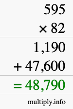 How to calculate 595 times 82 using long multiplication