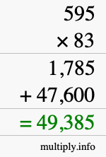 How to calculate 595 times 83 using long multiplication