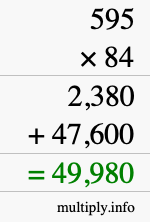 How to calculate 595 times 84 using long multiplication