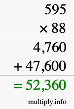 How to calculate 595 times 88 using long multiplication