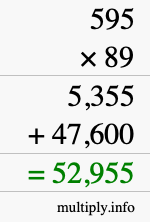 How to calculate 595 times 89 using long multiplication