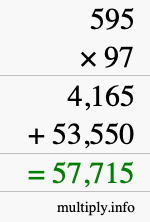 How to calculate 595 times 97 using long multiplication How to calculate 595 times 97 using long multiplication