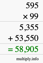 How to calculate 595 times 99 using long multiplication