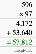 How to calculate 596 times 97 using long multiplication How to calculate 596 times 97 using long multiplication
