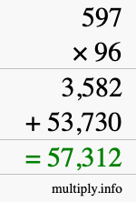 How to calculate 597 times 96 using long multiplication How to calculate 597 times 96 using long multiplication