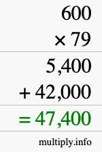 How to calculate 600 times 79 using long multiplication