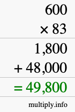 How to calculate 600 times 83 using long multiplication