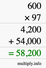 How to calculate 600 times 97 using long multiplication How to calculate 600 times 97 using long multiplication