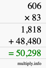 How to calculate 606 times 83 using long multiplication
