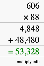 How to calculate 606 times 88 using long multiplication